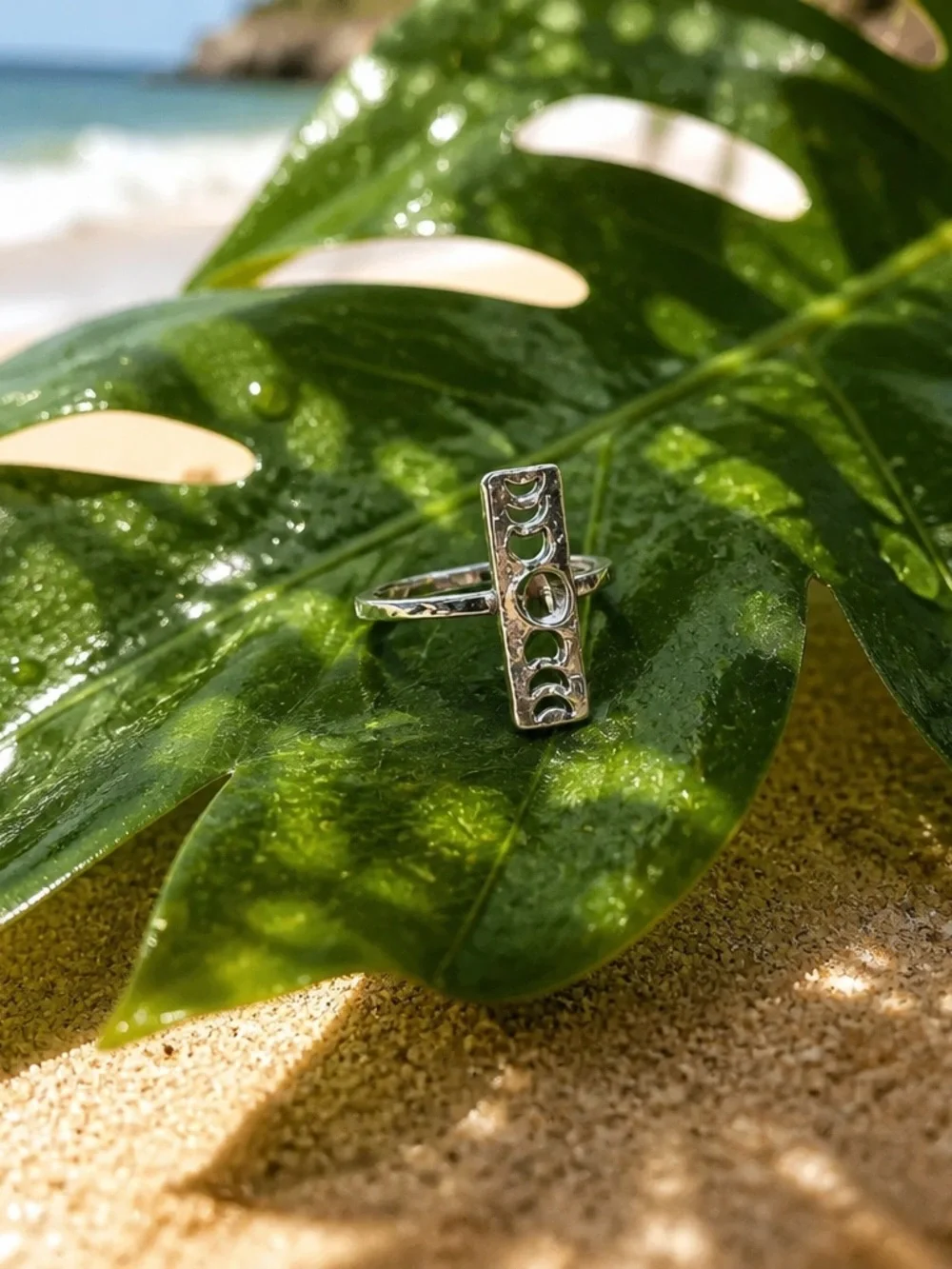 NEW! Phases of the Moon Rutilated Quartz Ring